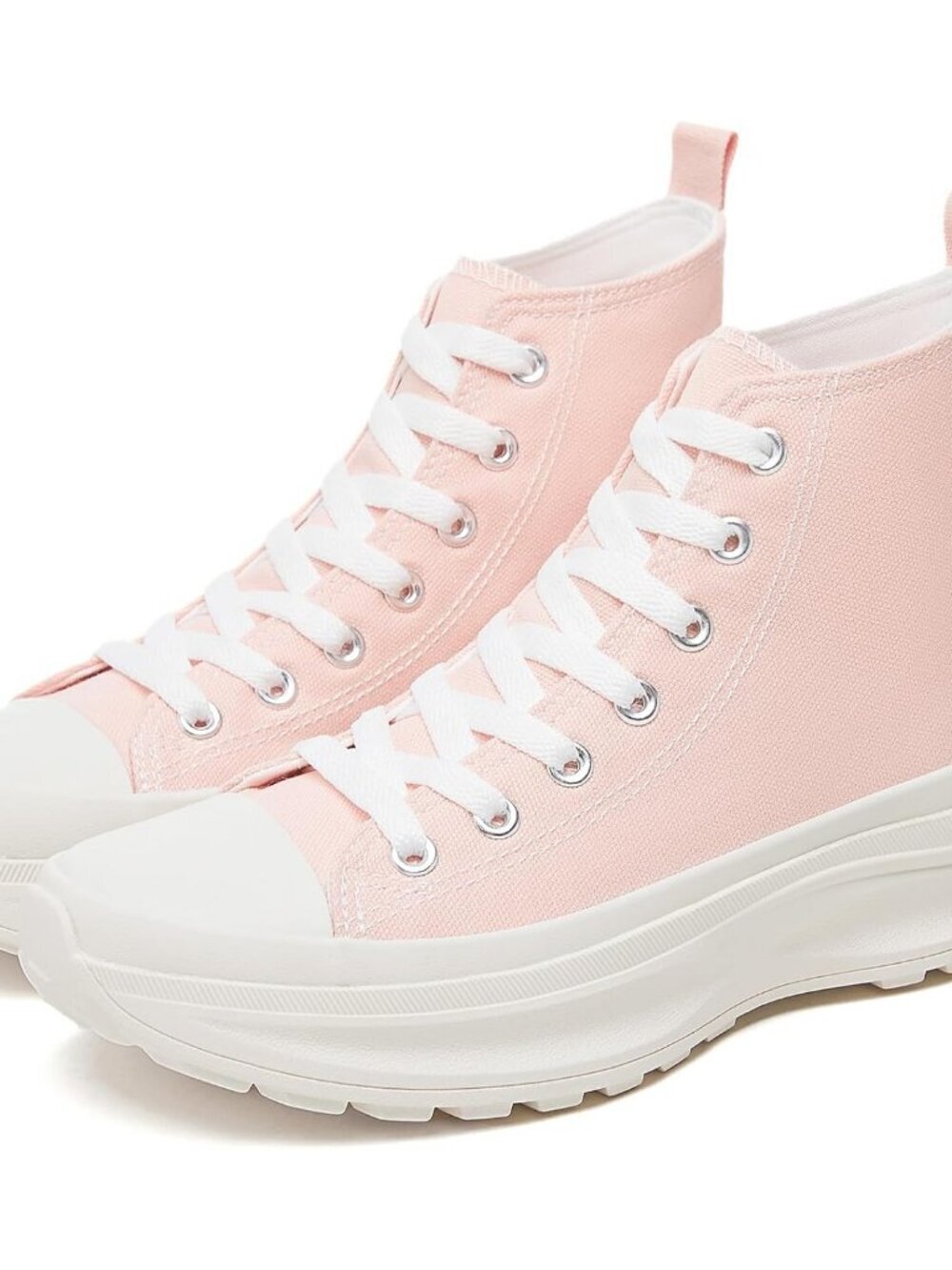 Women's  Pink Classic Casual Comfortable Canva High Top Platform Sneaker Shoes